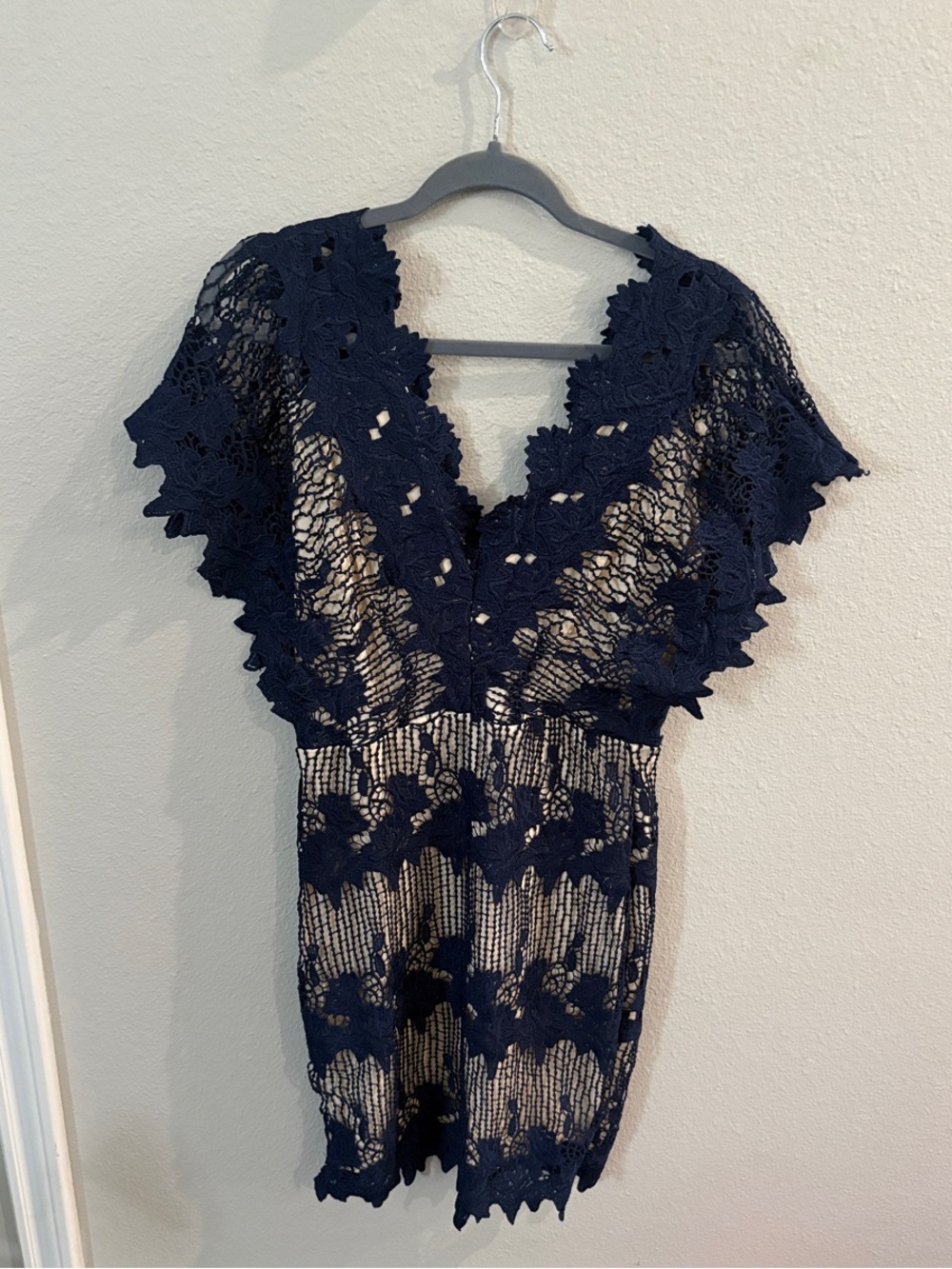 Soieblu Navy Lace V-Neck Dress